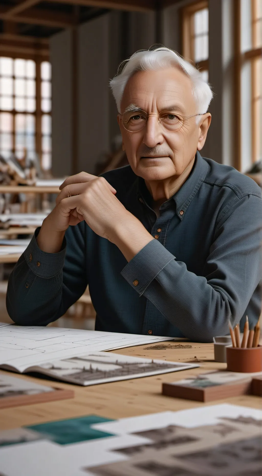ai character: Frank Gehry background