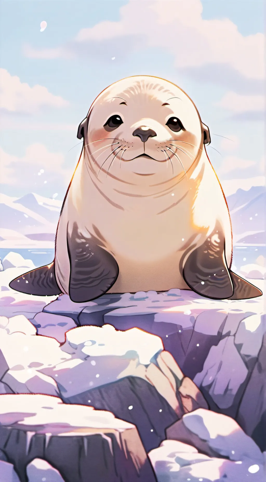 ai character: Adorable baby seal background