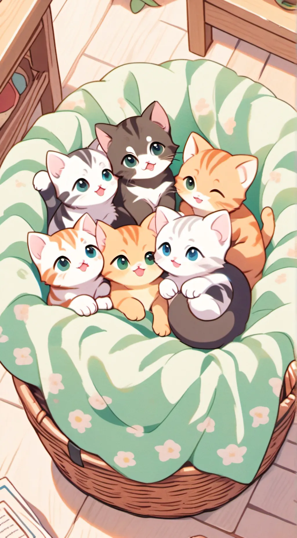ai character: cute cats  background