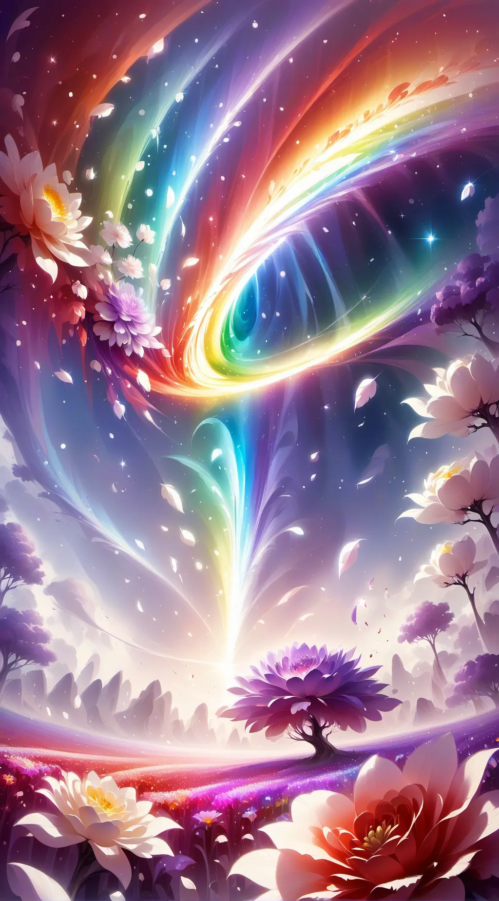 ai character: rainbow stars background