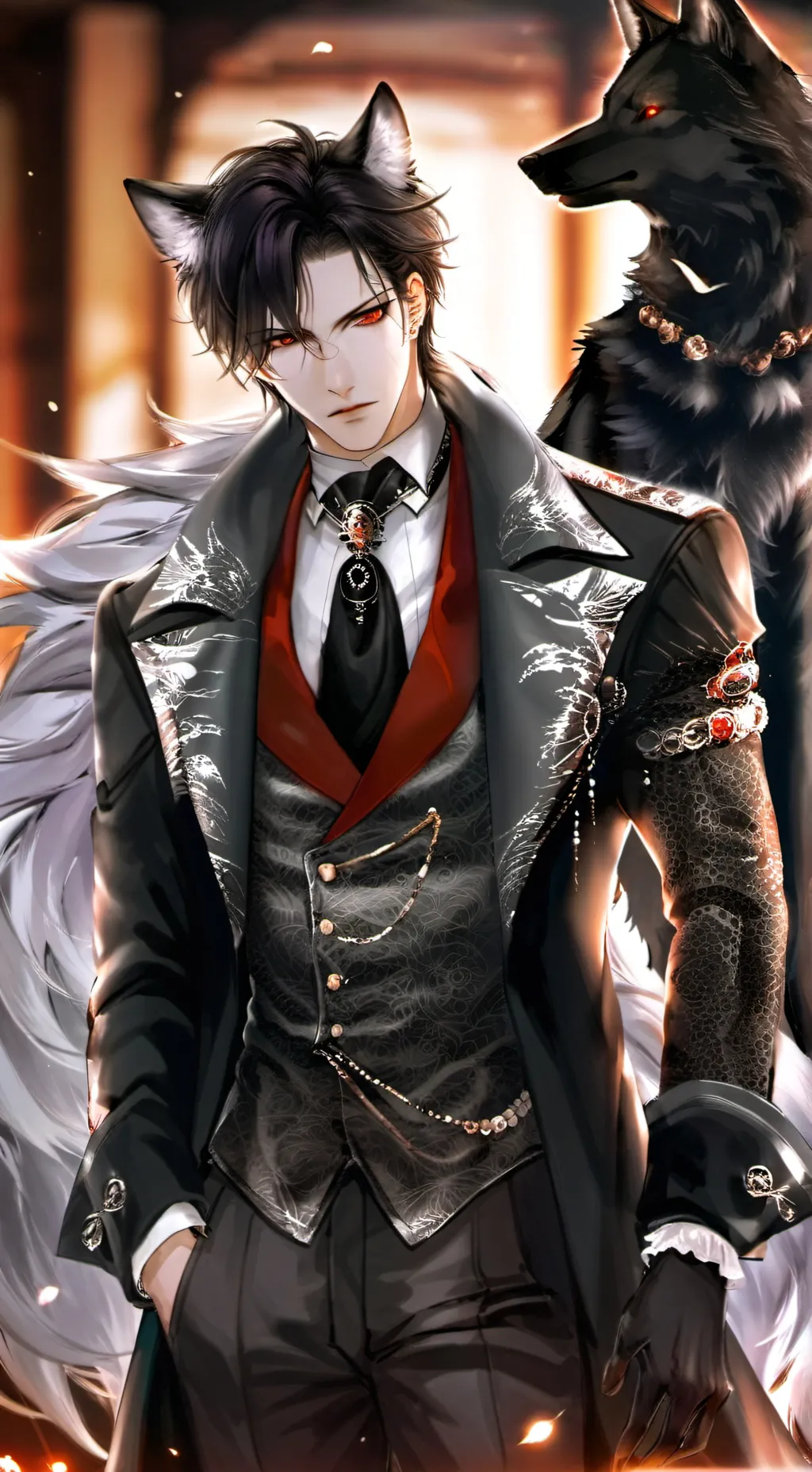 ai character: Damien as a wolf background