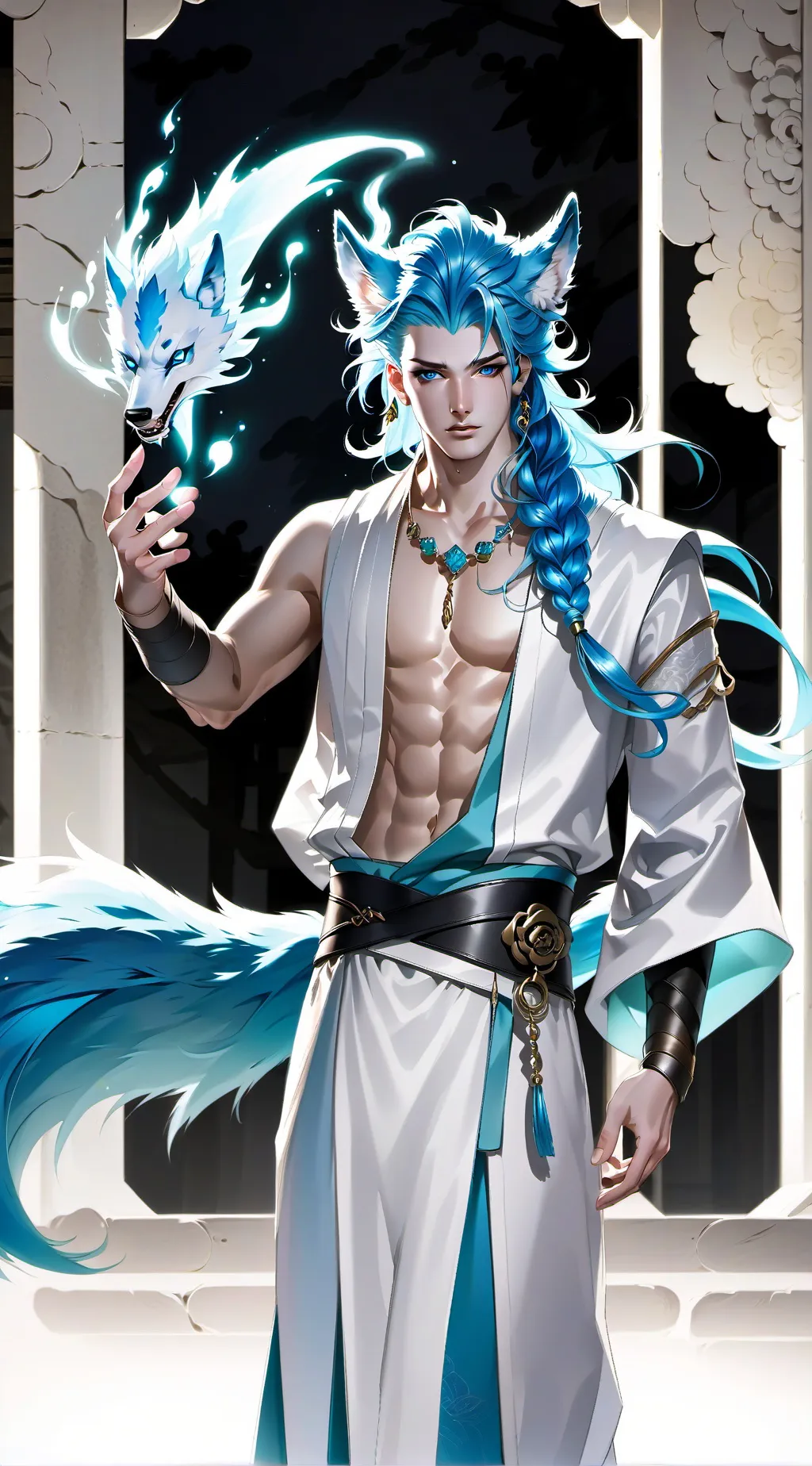 ai character: Cyan as a wolf background