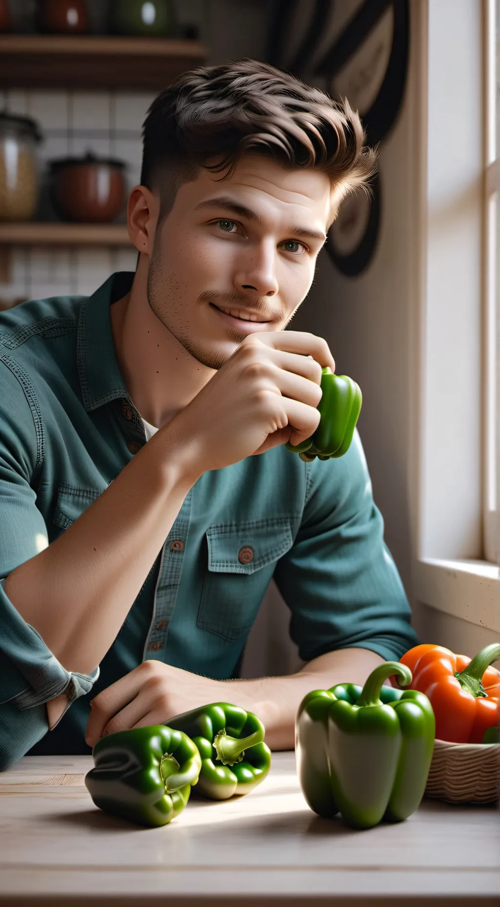 ai character: vegetable eater background