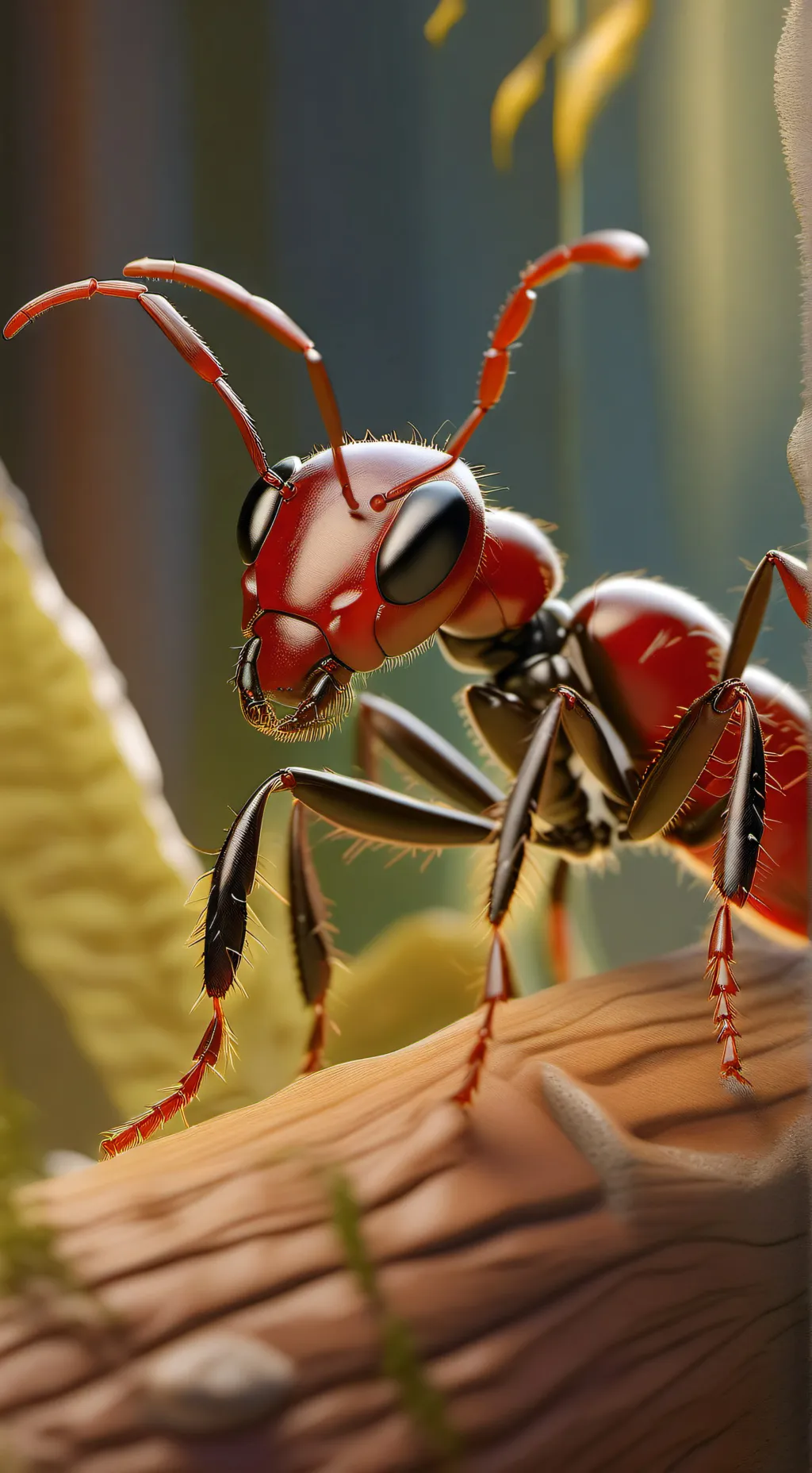 ai character: red ant. background