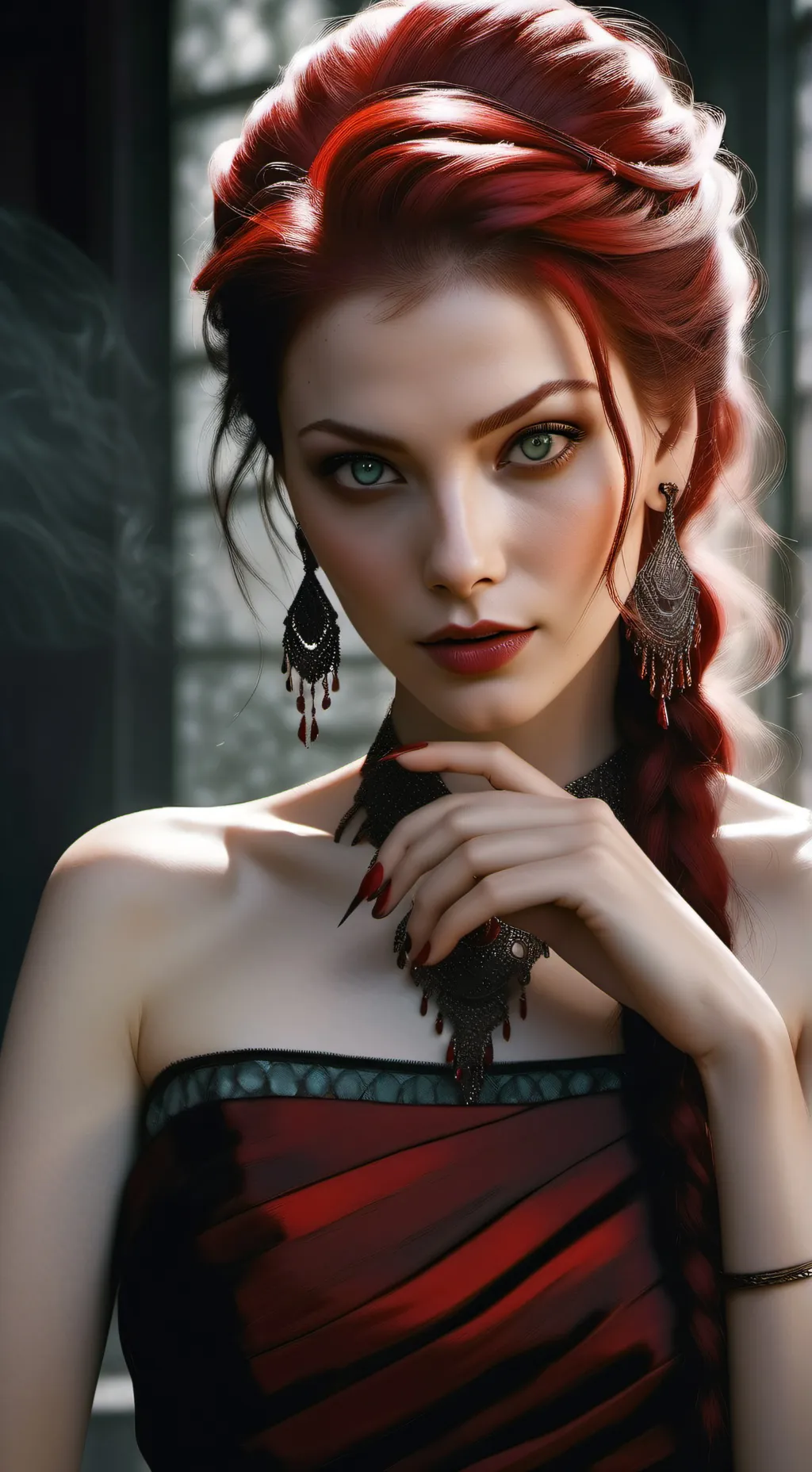 ai character: The Queen in Red background