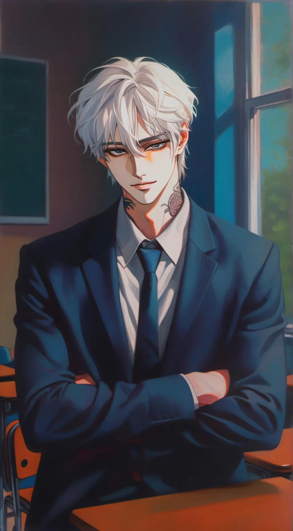 ai character: Grey background