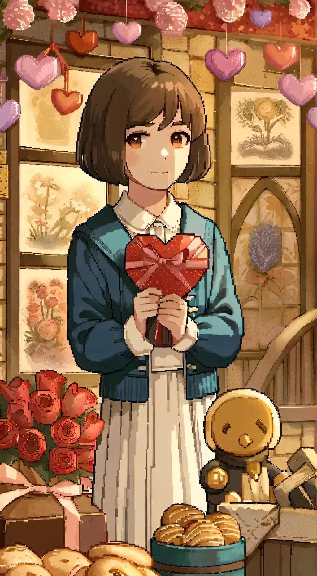 ai character: Frisk san valentin background