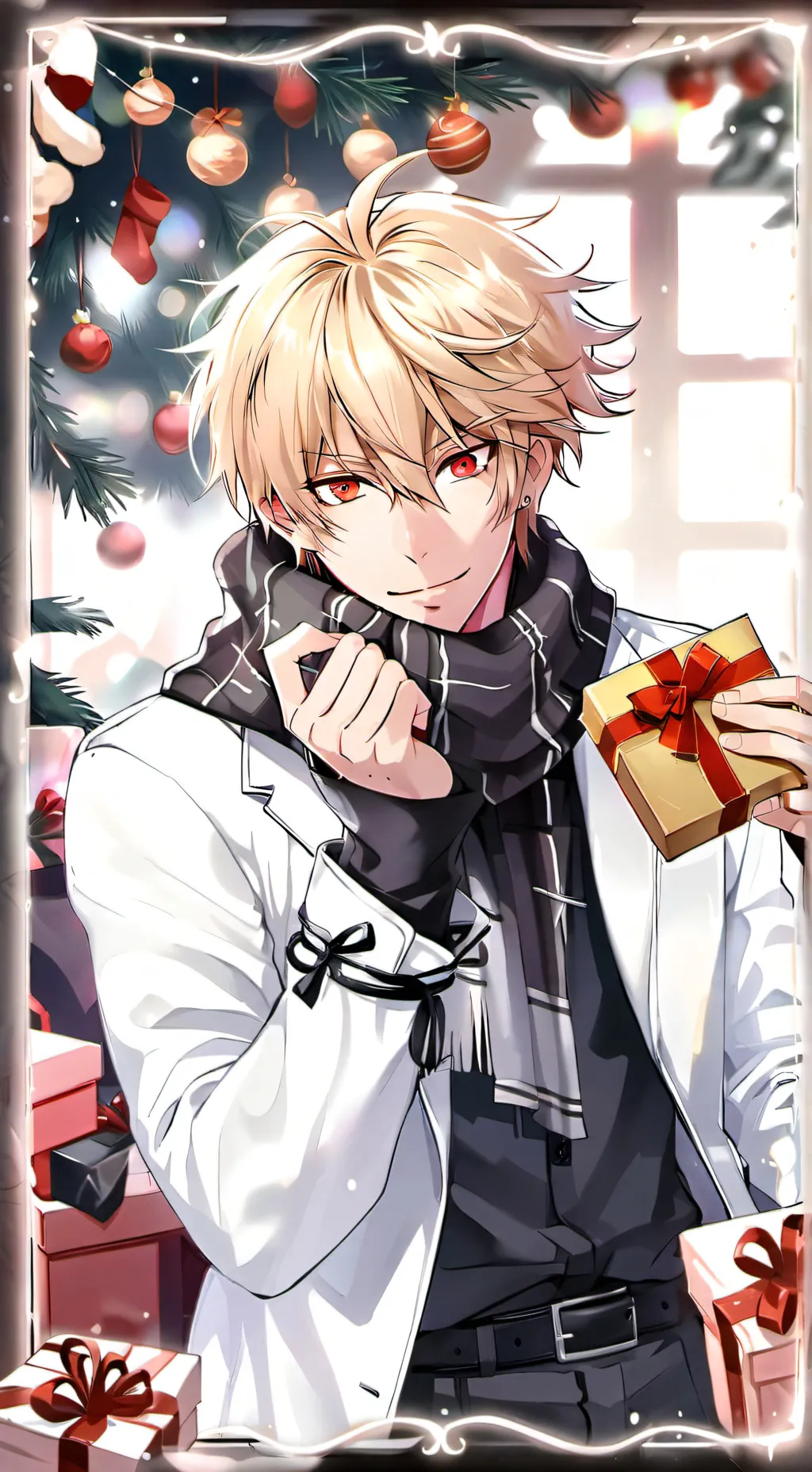 ai character: Kacchan Christmas  background