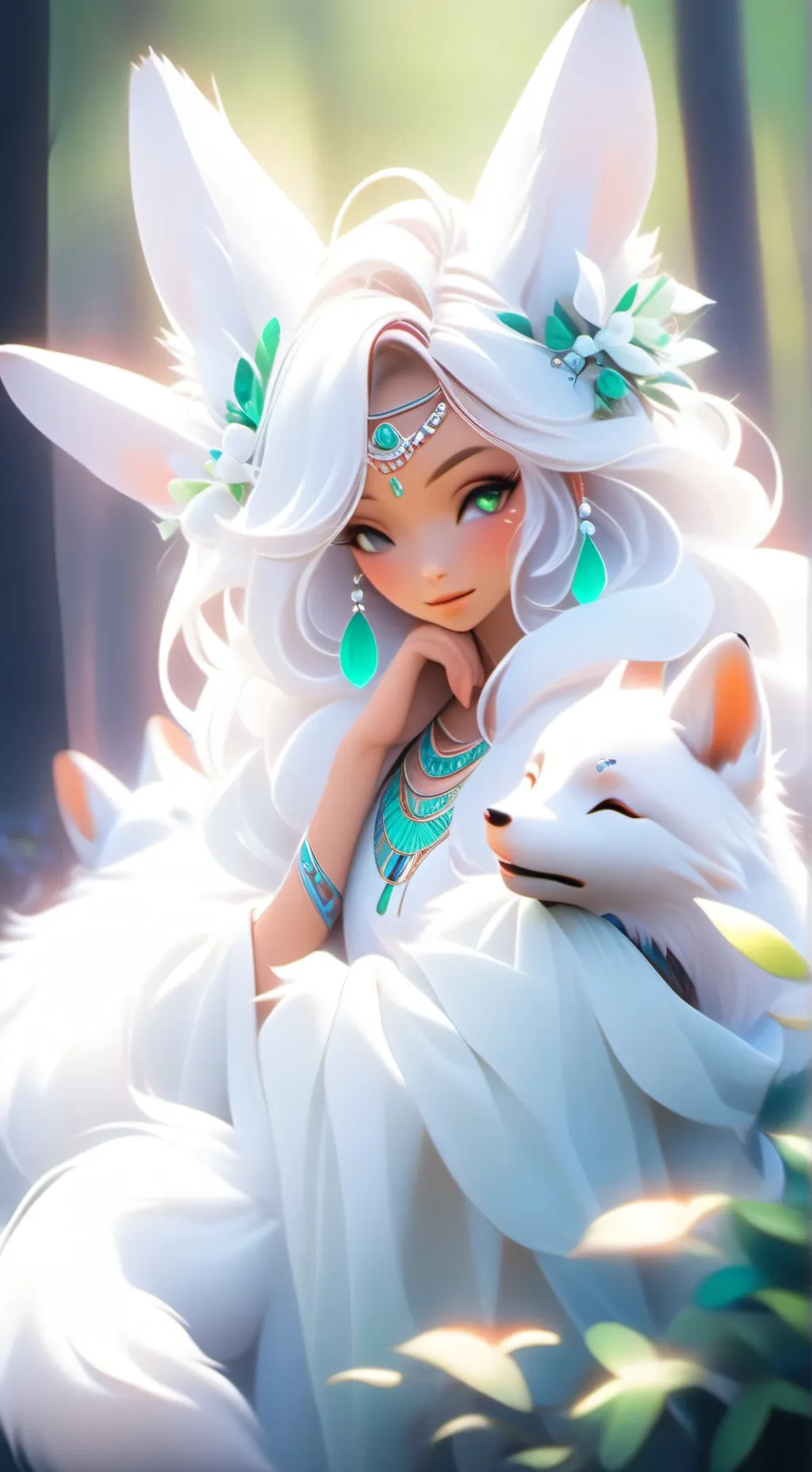 ai character: fox women  background