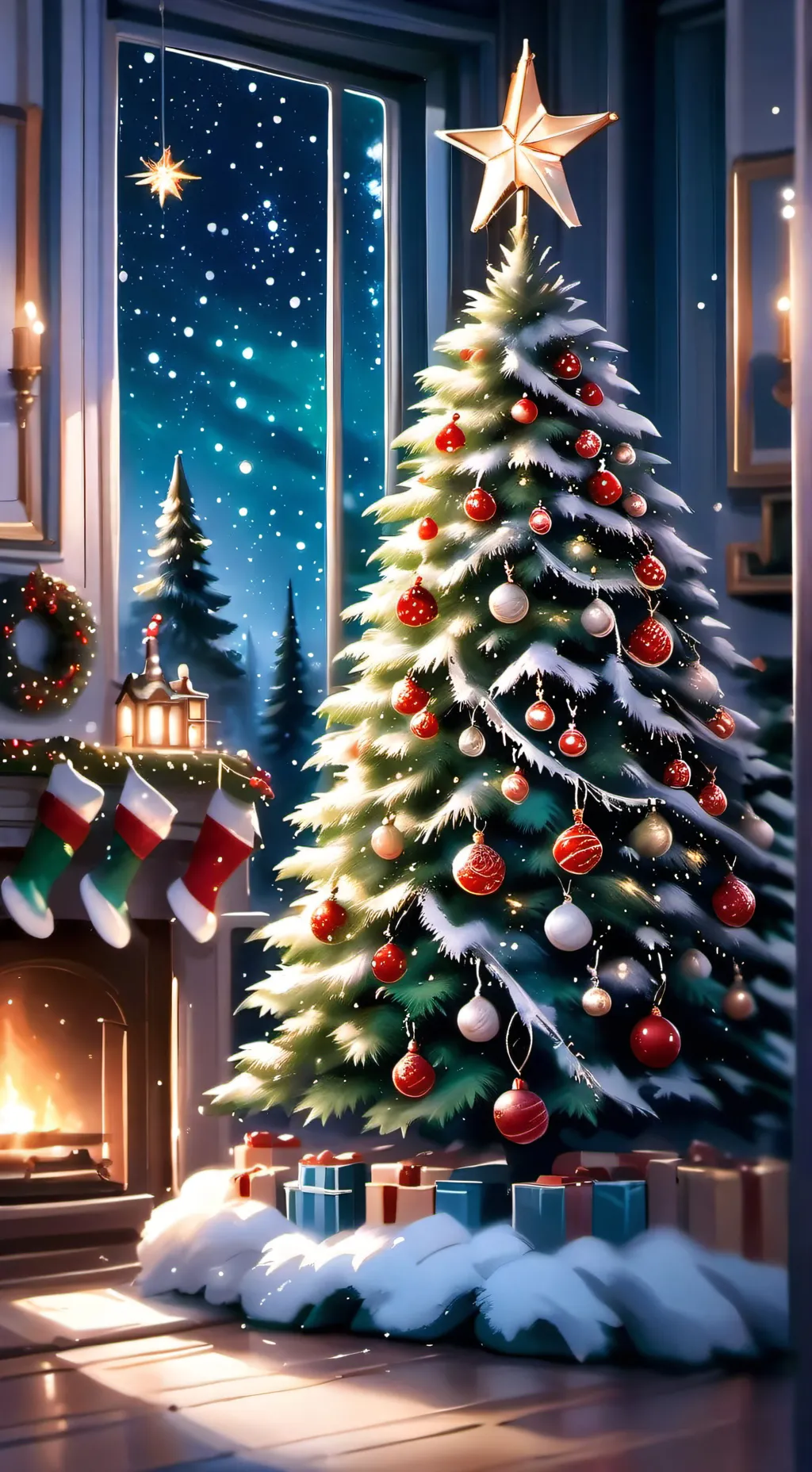 ai character: mha Christmas  background
