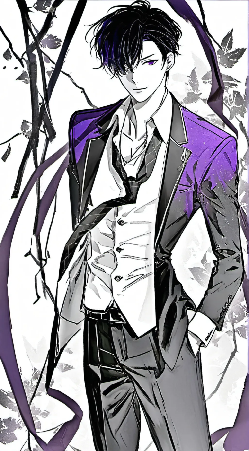 ai character: purple guy  background