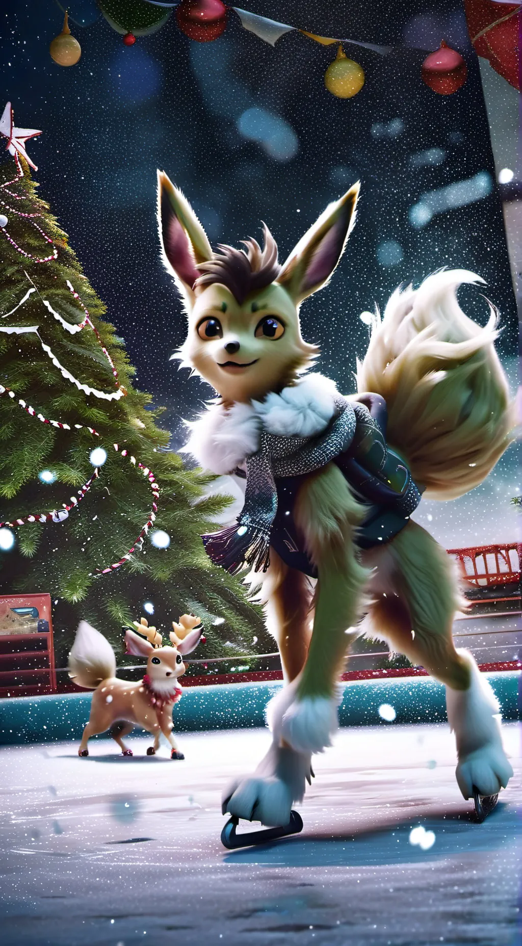 ai character: Festive leafeon background