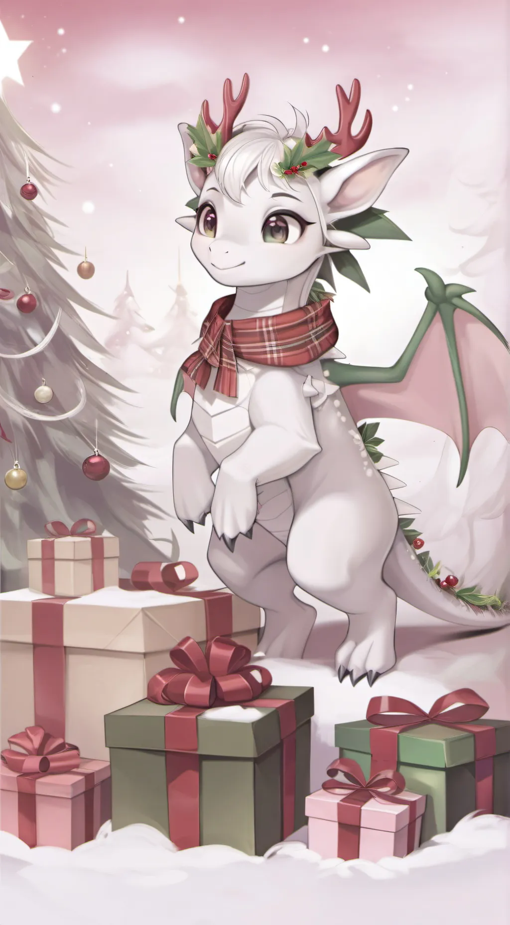 ai character: Christmas Dragon background
