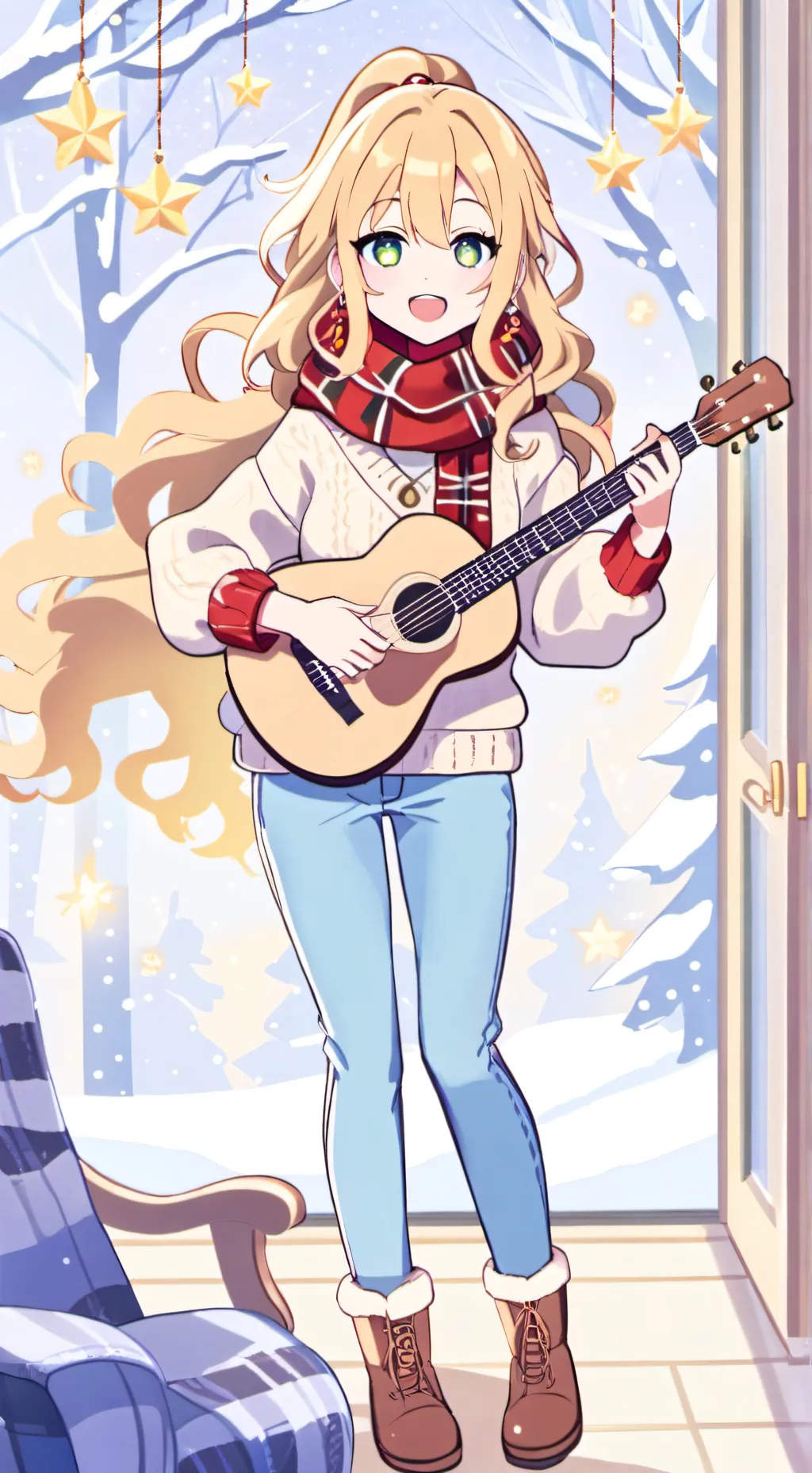 ai character: Xmas gold background