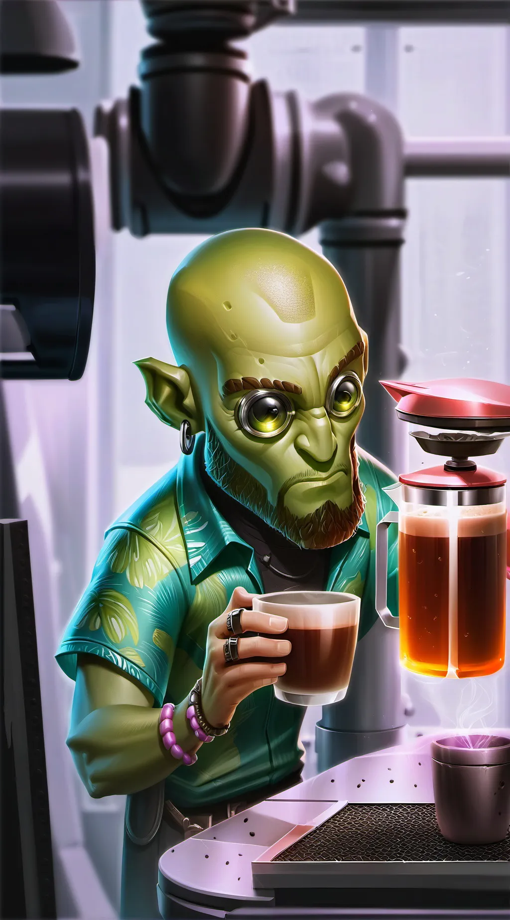 ai character: The Intergalactic Caffeine Connoisseur background