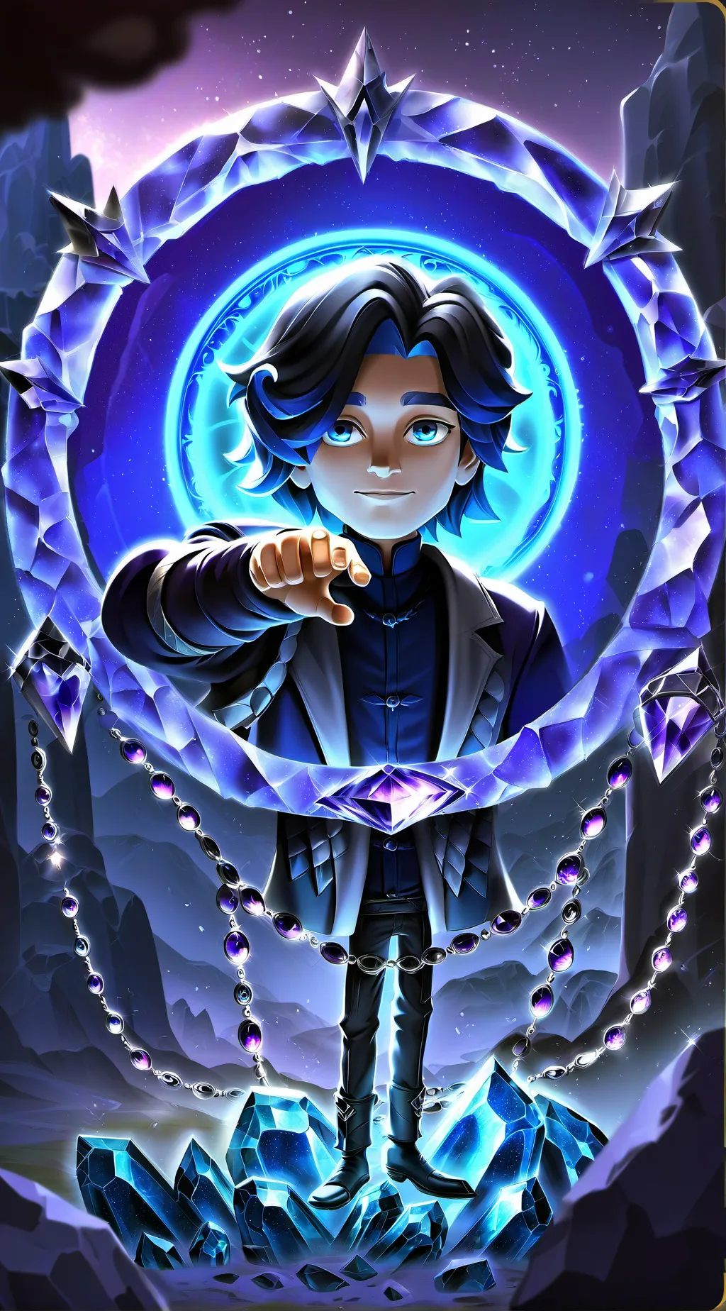ai character: Crystal king. background