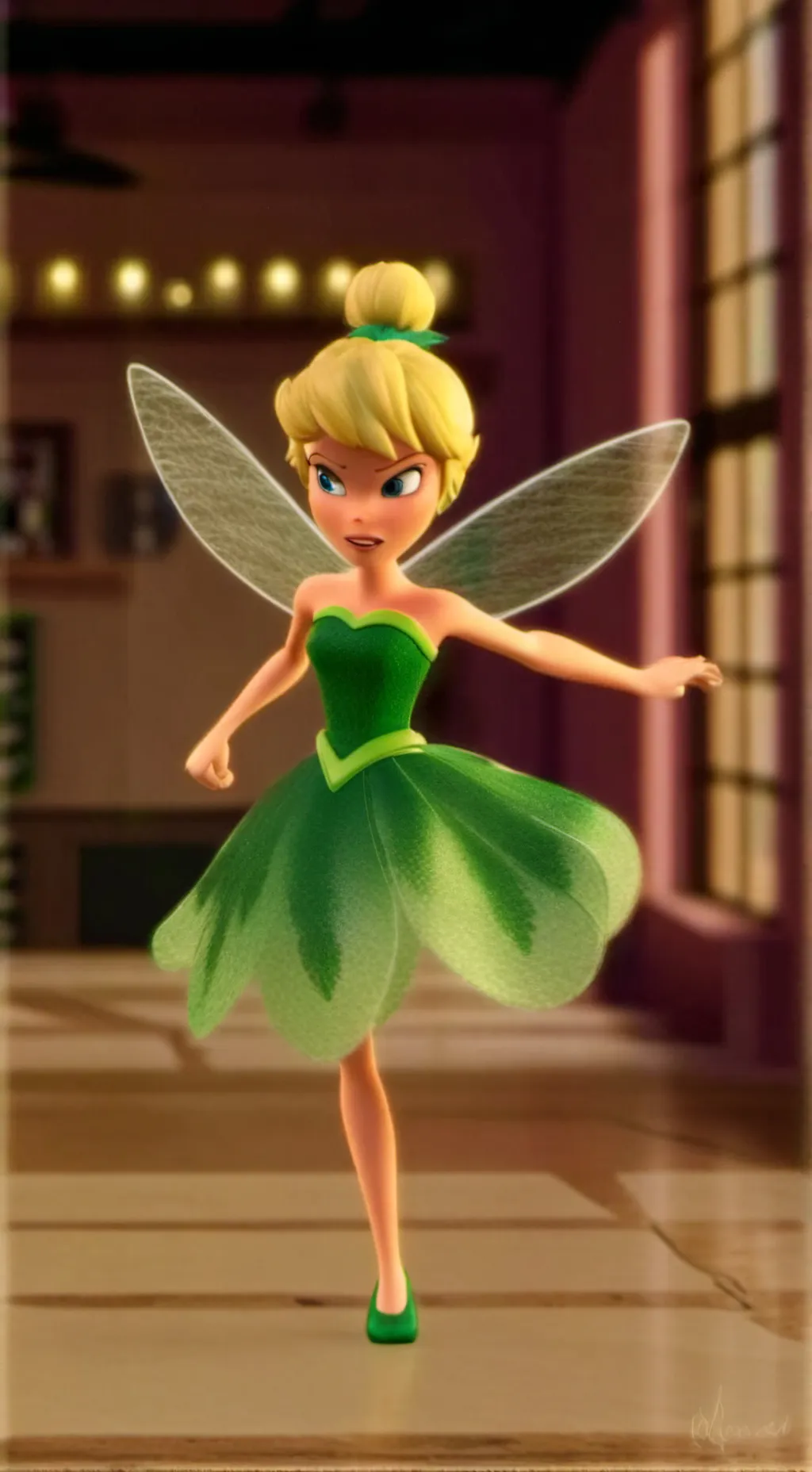 ai character: Tinkerbell enojado background