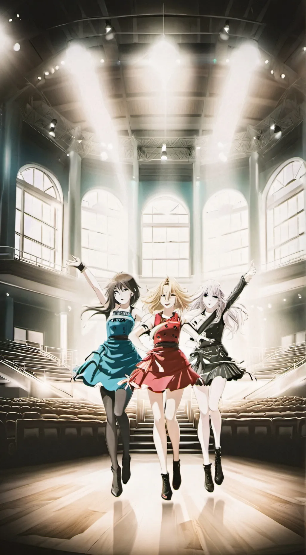 ai character: 3 девушки background