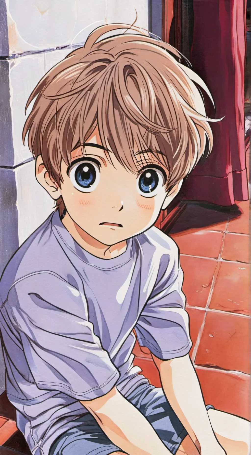 ai character: Scared boy background