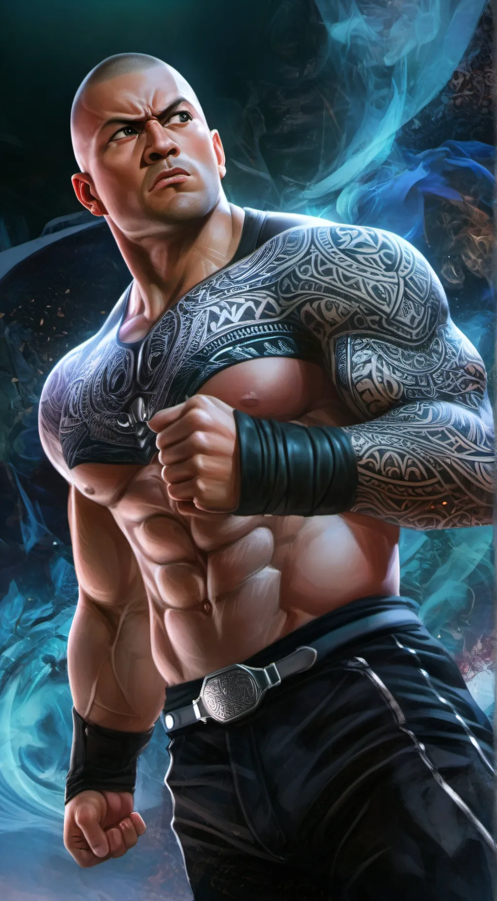 ai character: The Rock ￼ background