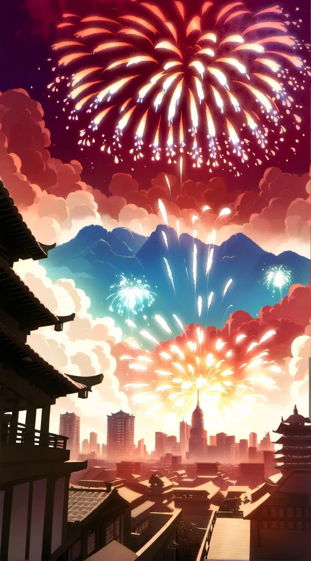 ai character: New years  background