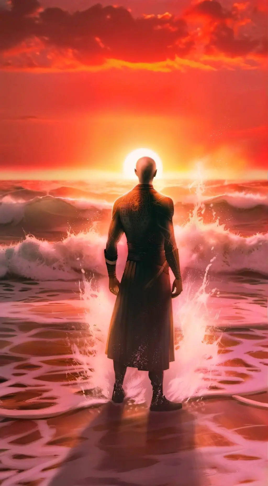 ai character: sunset background