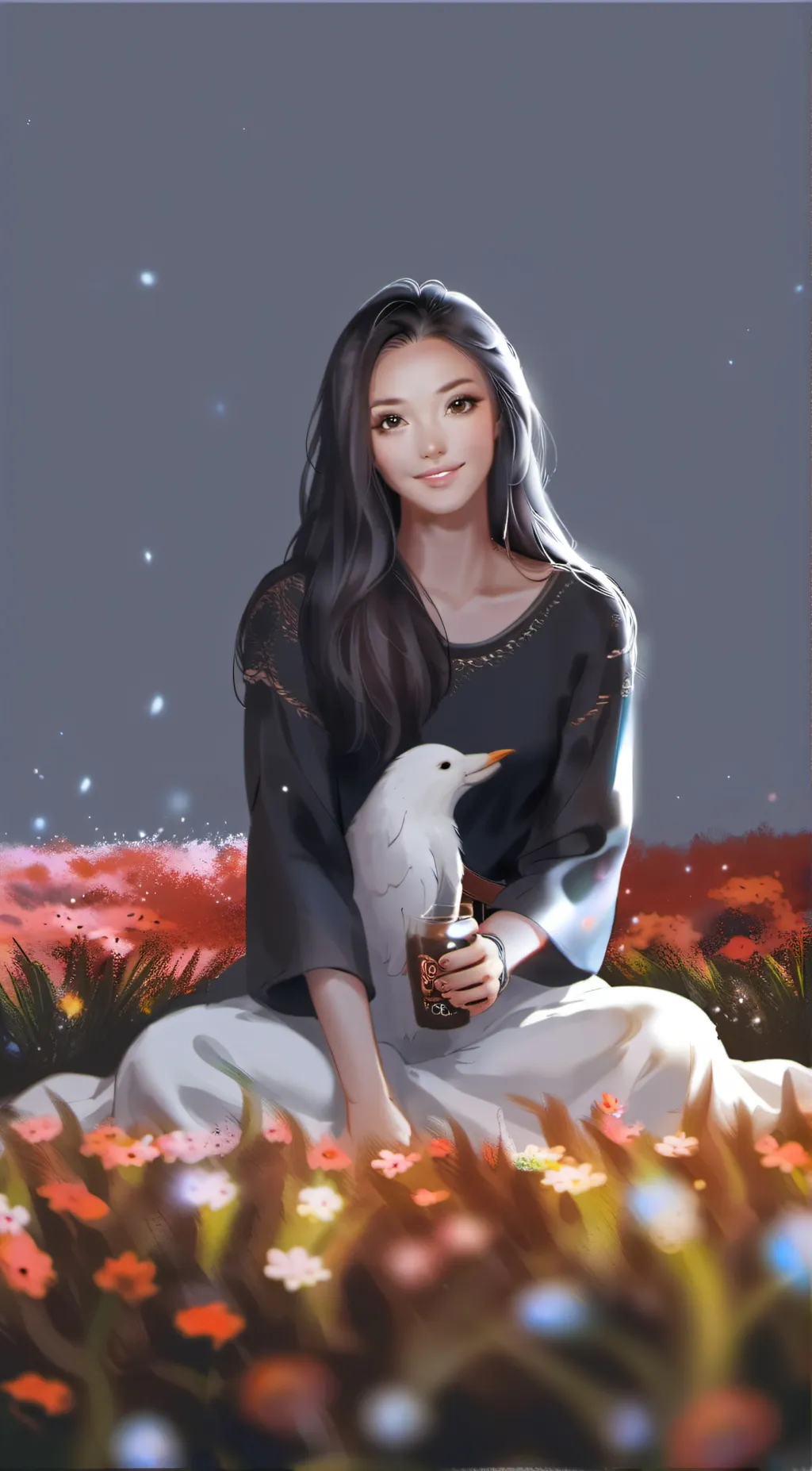 ai character: Lola and snow background