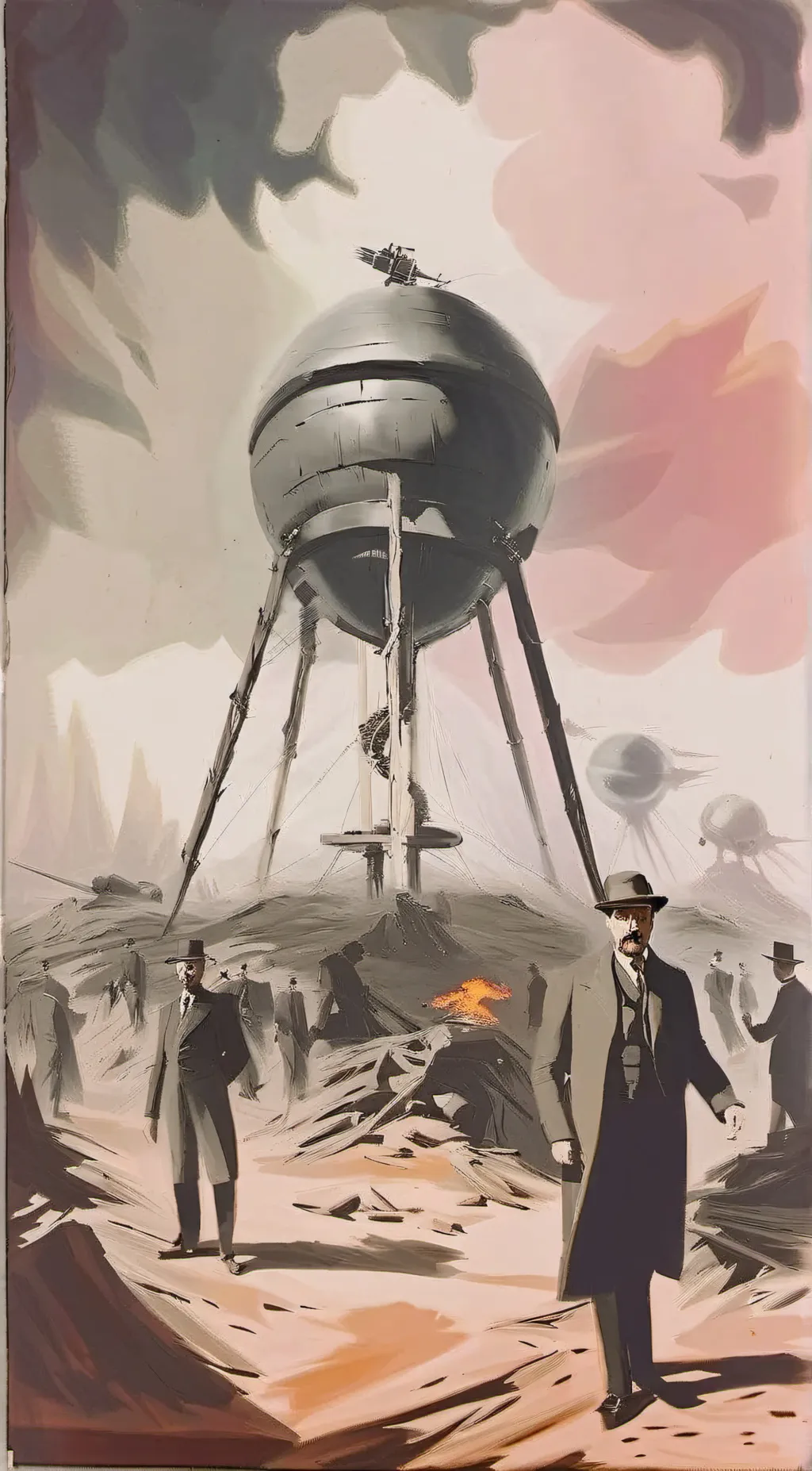 ai character: HG Wells tripod background