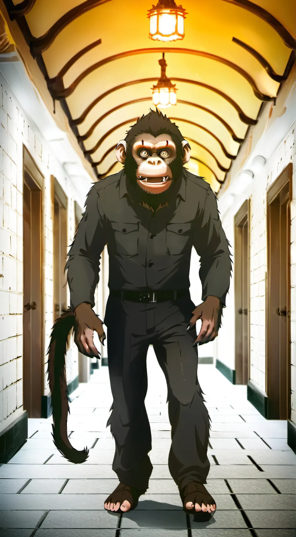 ai character: black monkey  background