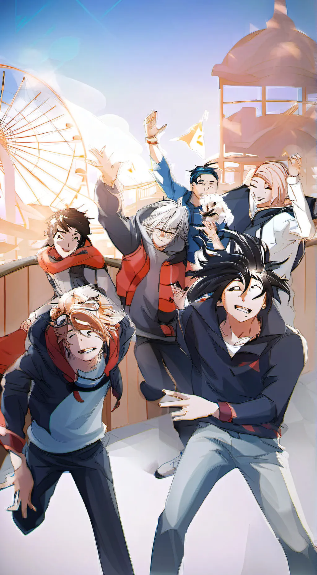 ai character: MHA amusement park background