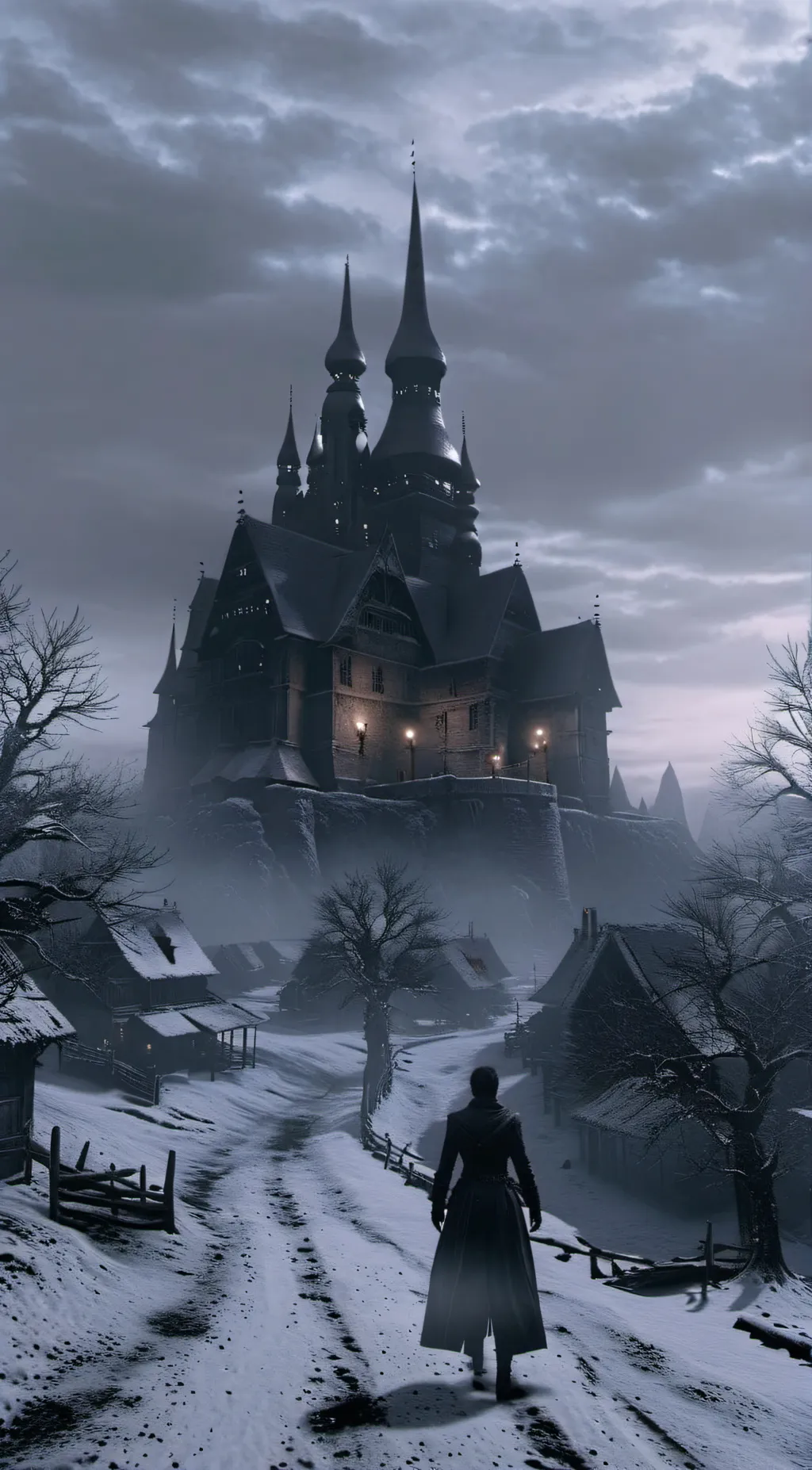 ai character: RE village  background