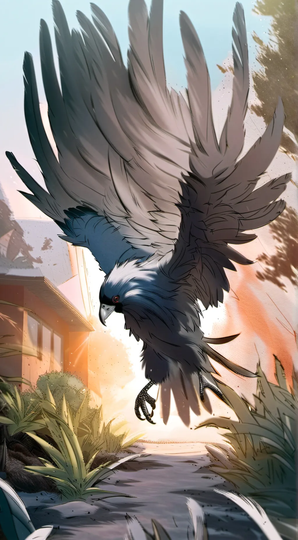 ai character: black  bird  background