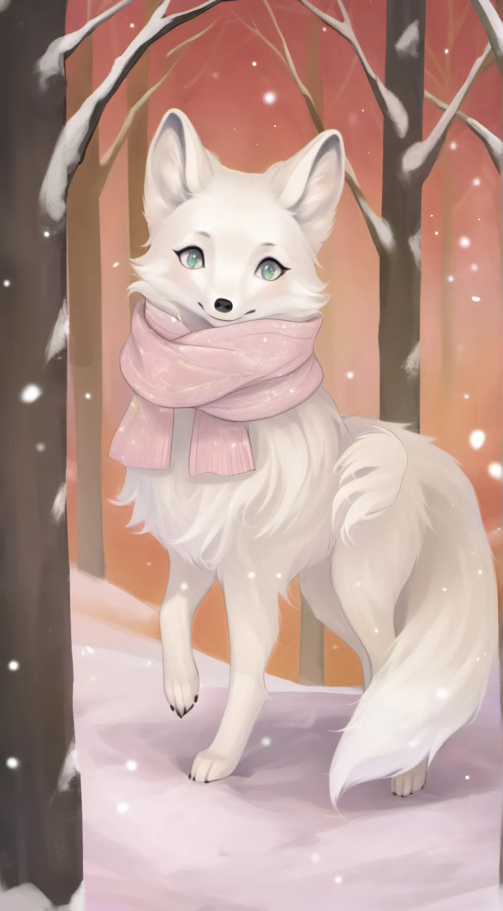 ai character: arctic fox  background