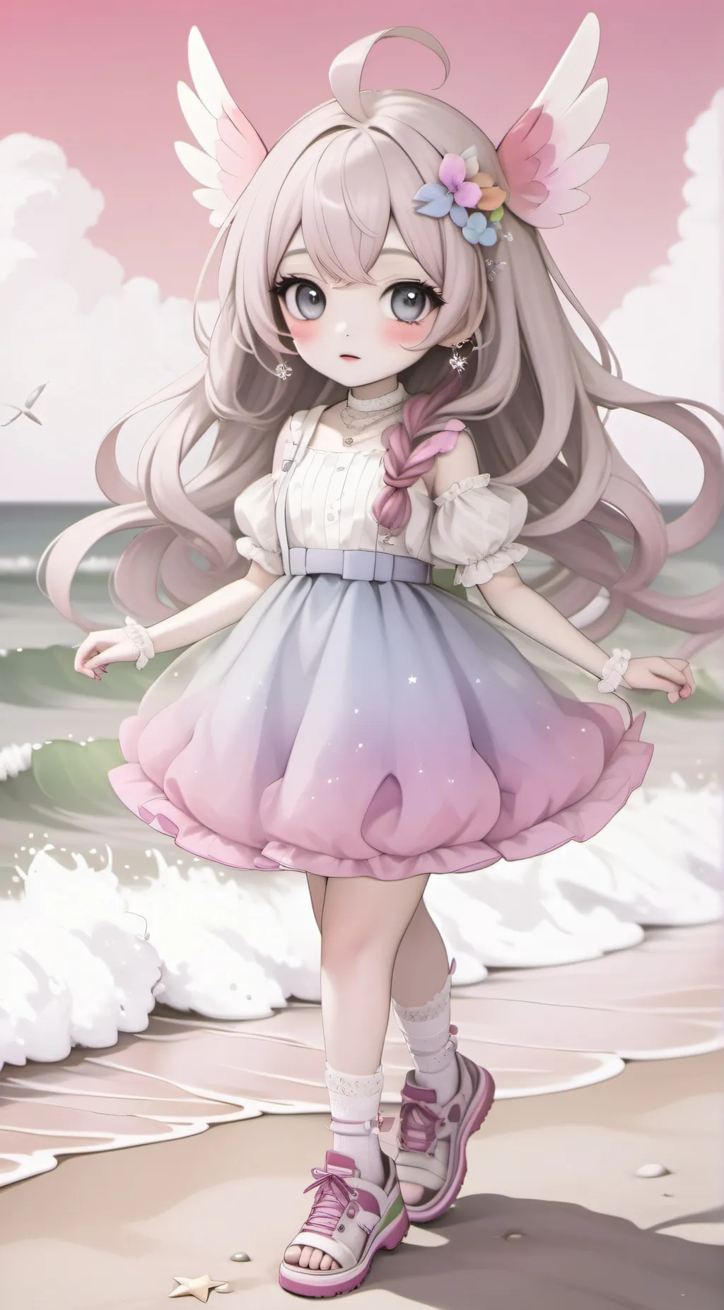 ai character: Rainbow sparkles background