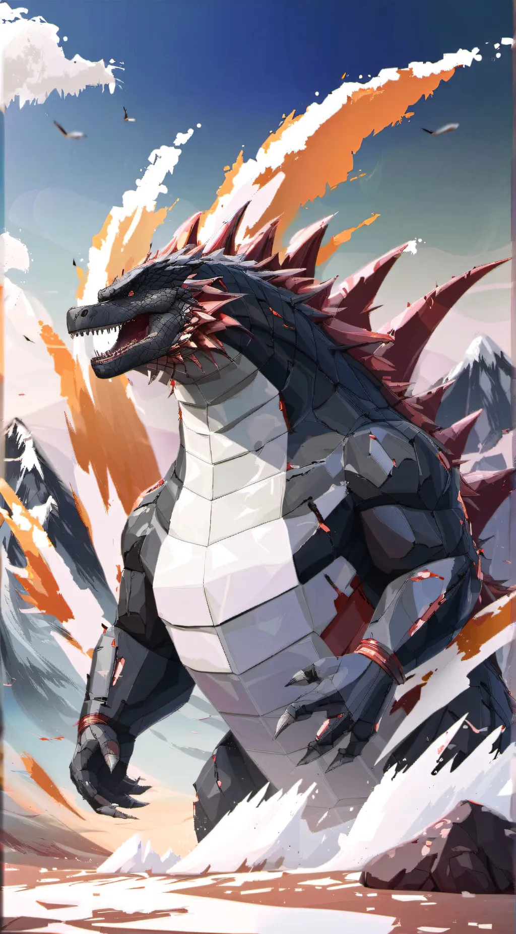 ai character: Evolved Godzilla background