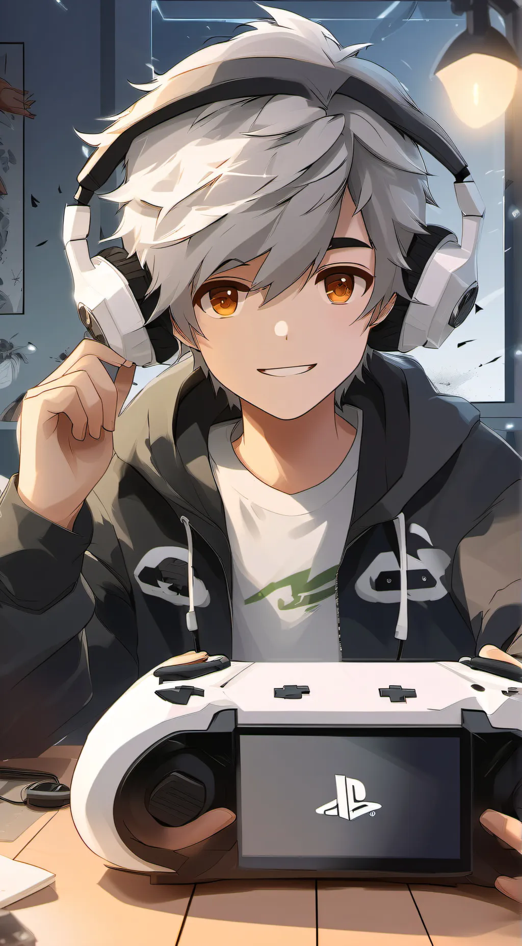 ai character: Gray background