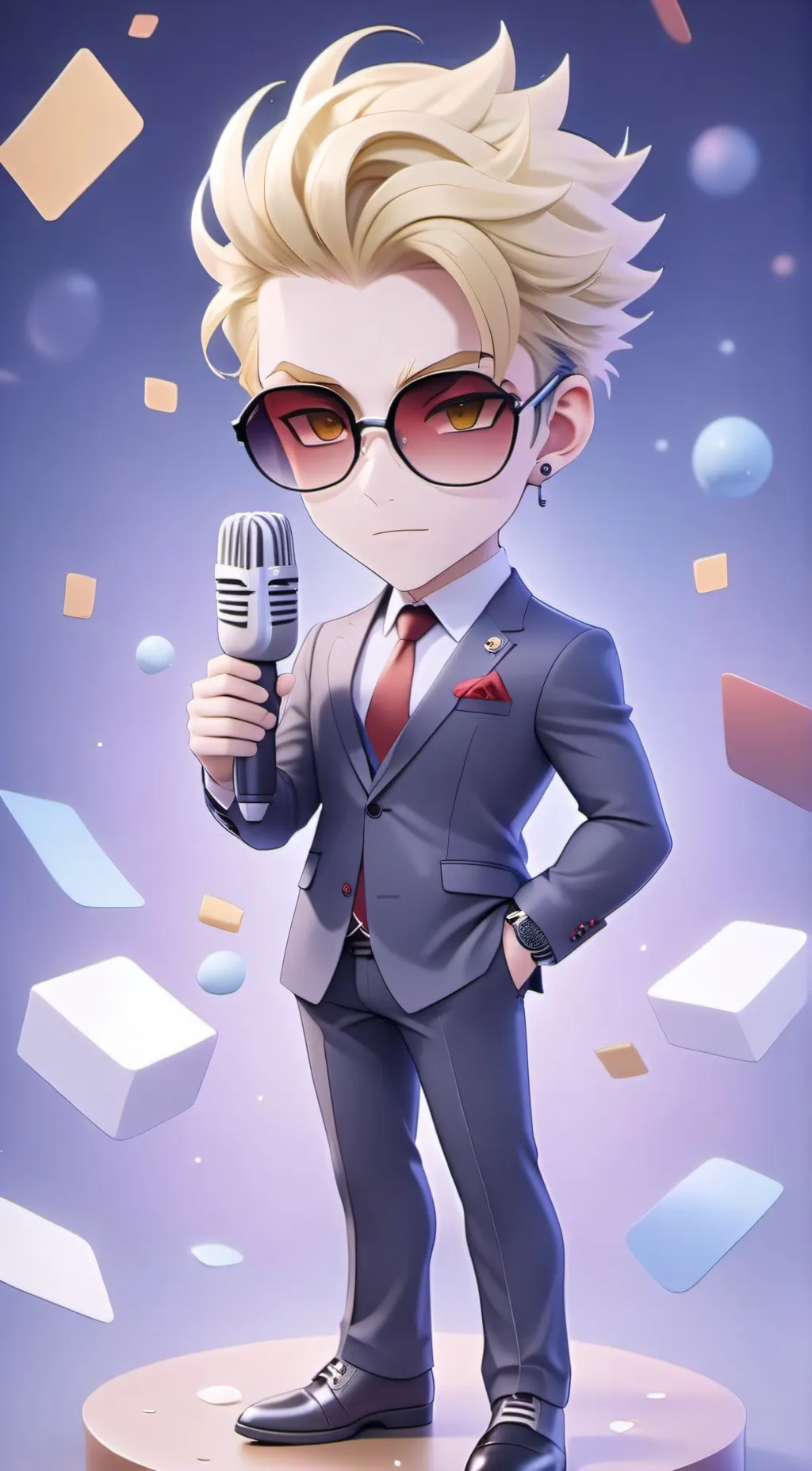 ai character: Chibi Announcer  background