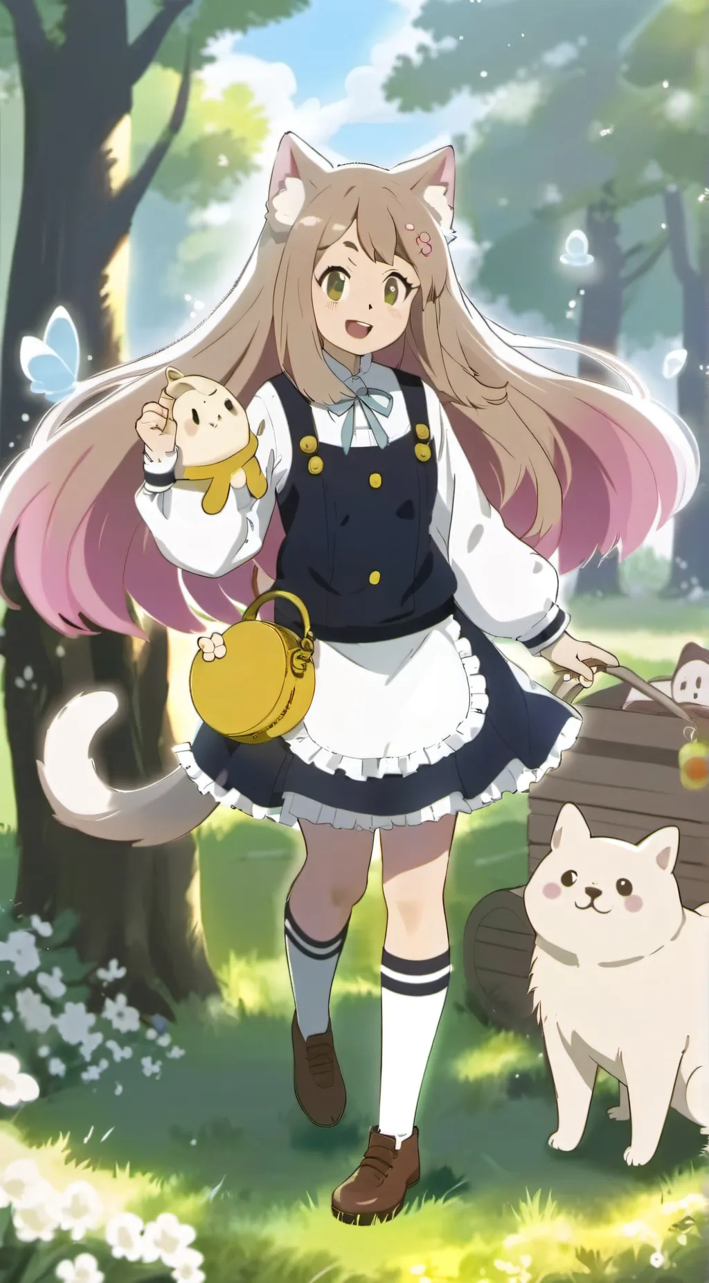 ai character: Bee and puppy cat background