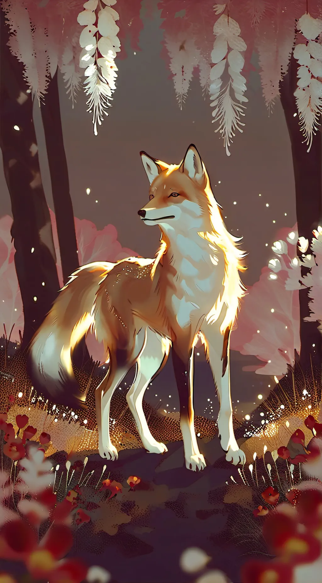 ai character: Strawberry fox background