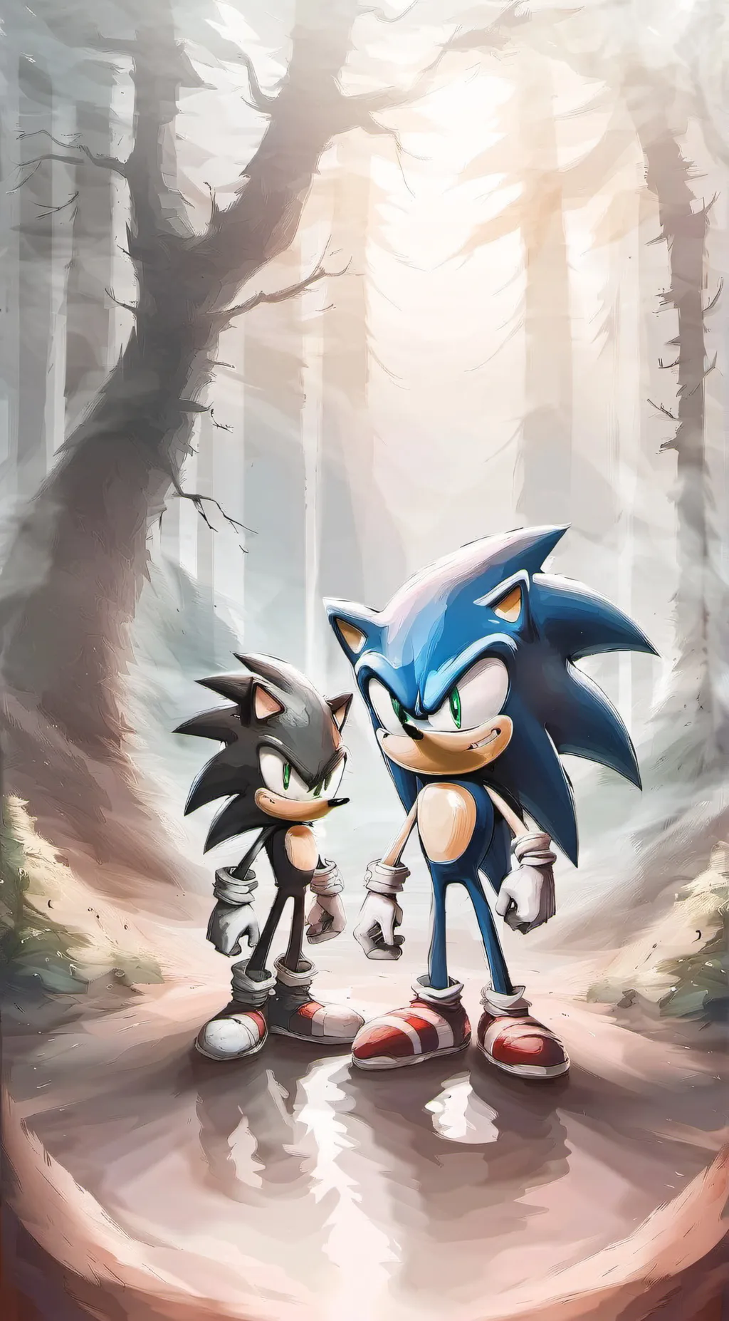 ai character: shadow and sonic  background