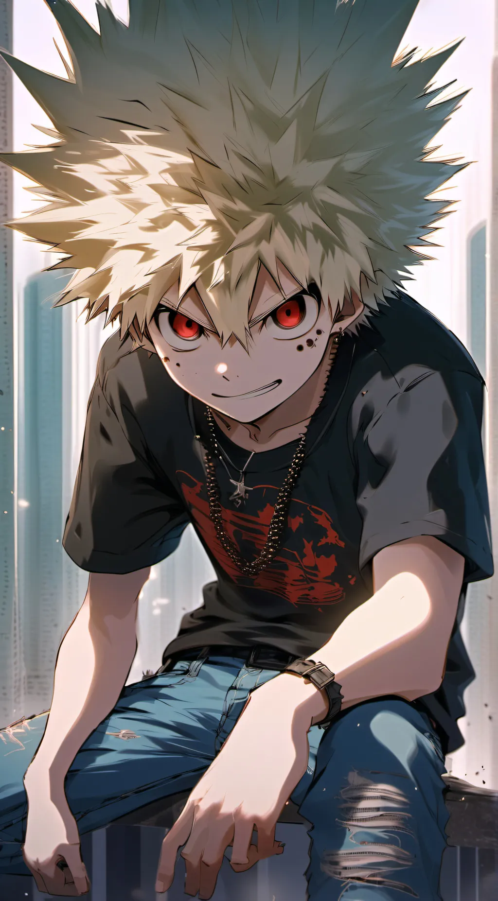 ai character: Bakugo Katsuki background