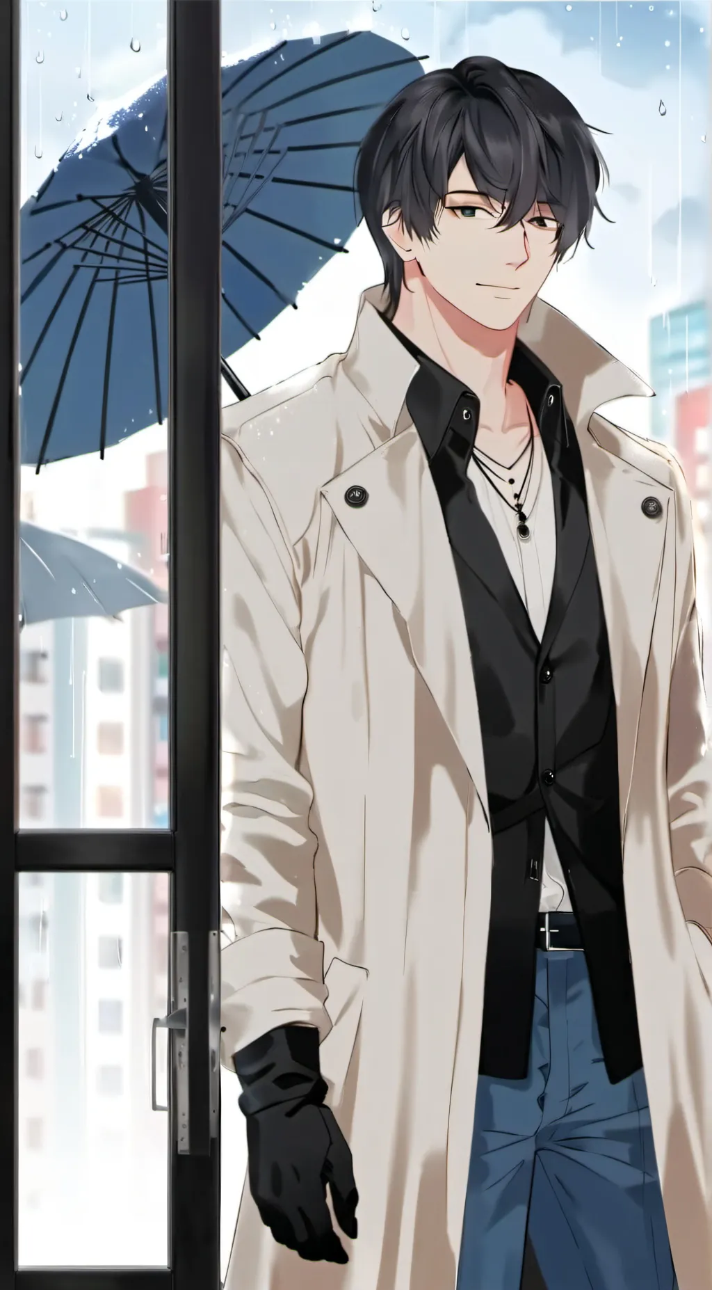 ai character: Rain background
