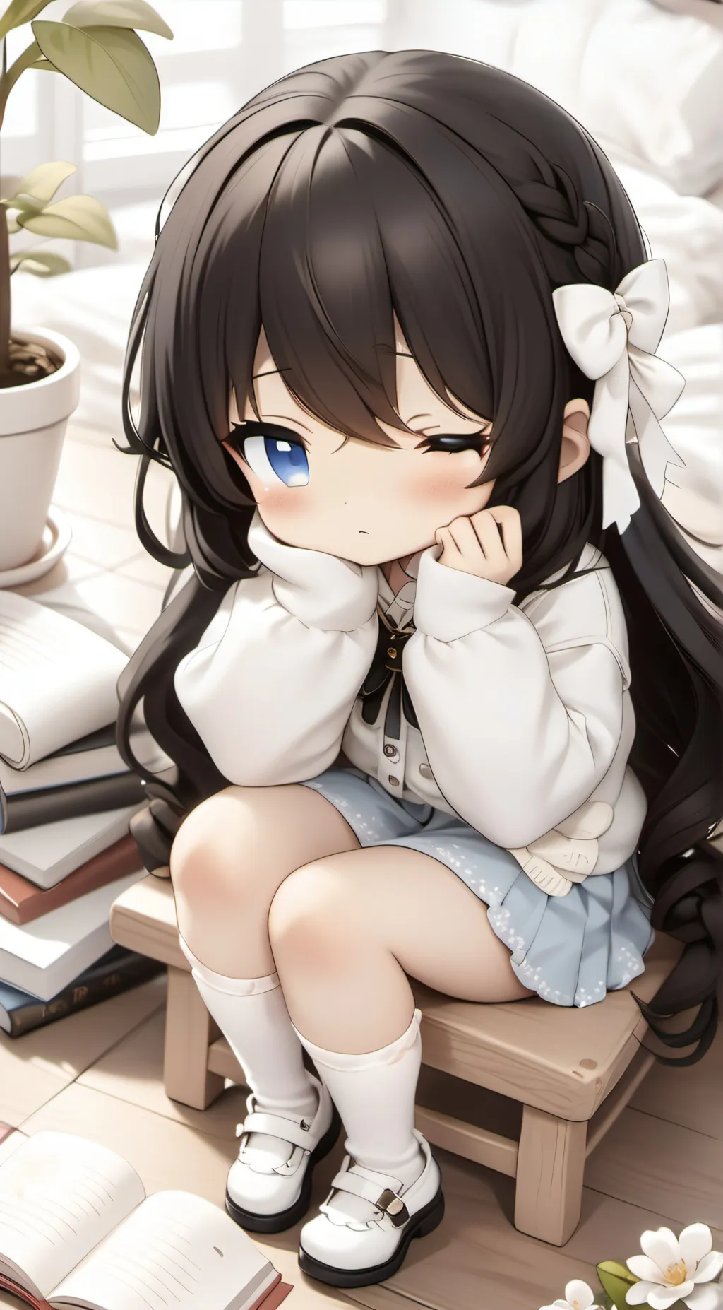 ai character: Doll house background