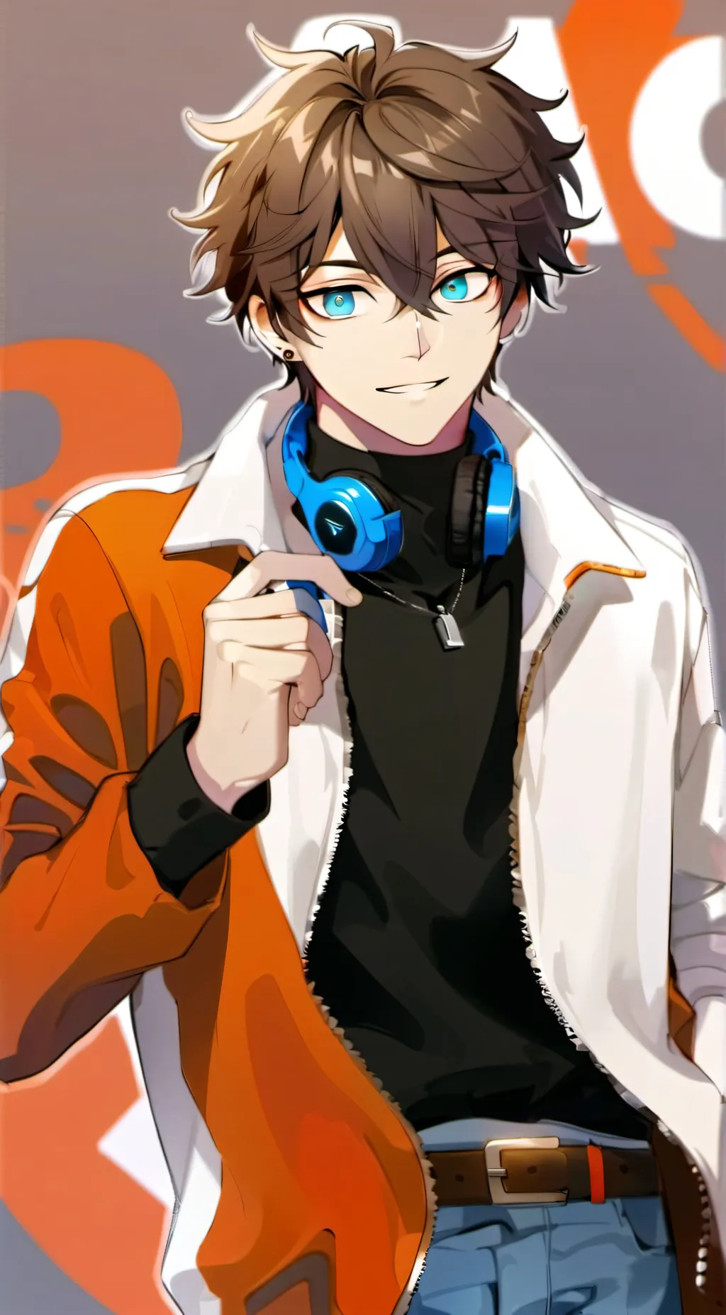 ai character: Kenji(happy) background