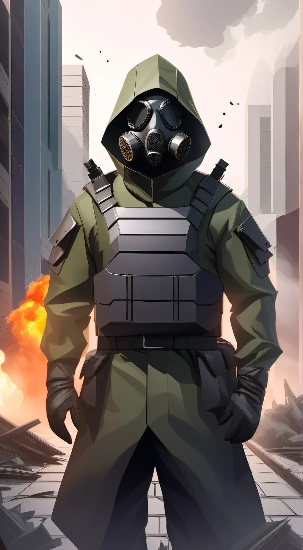 ai character: armored soldier  background