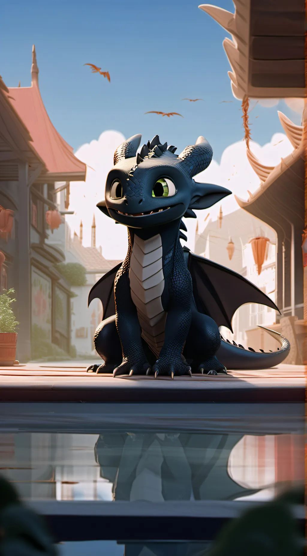 ai character: toothless  background