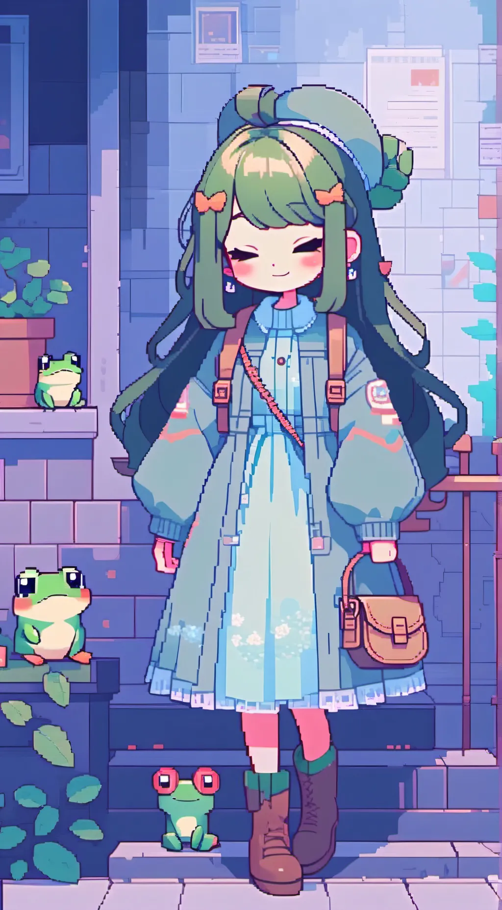 ai character: Green background