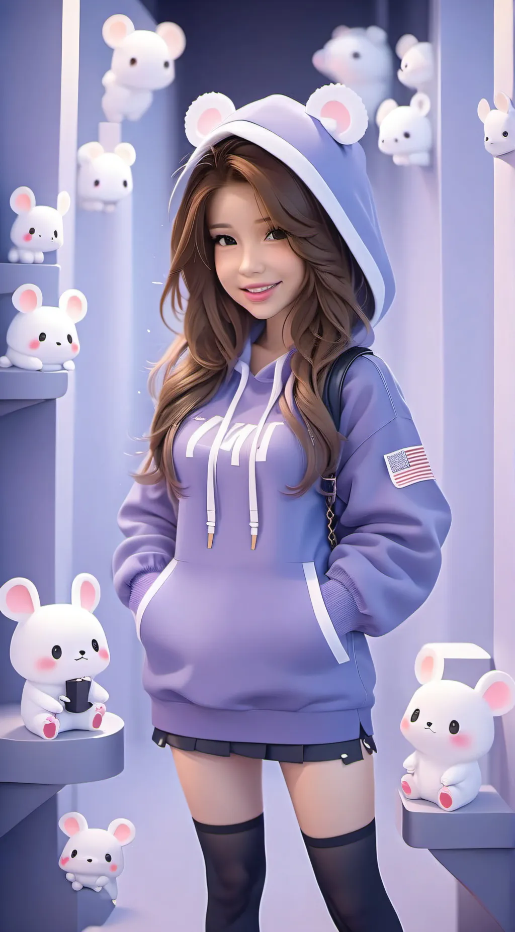 ai character: belle Delphine  background