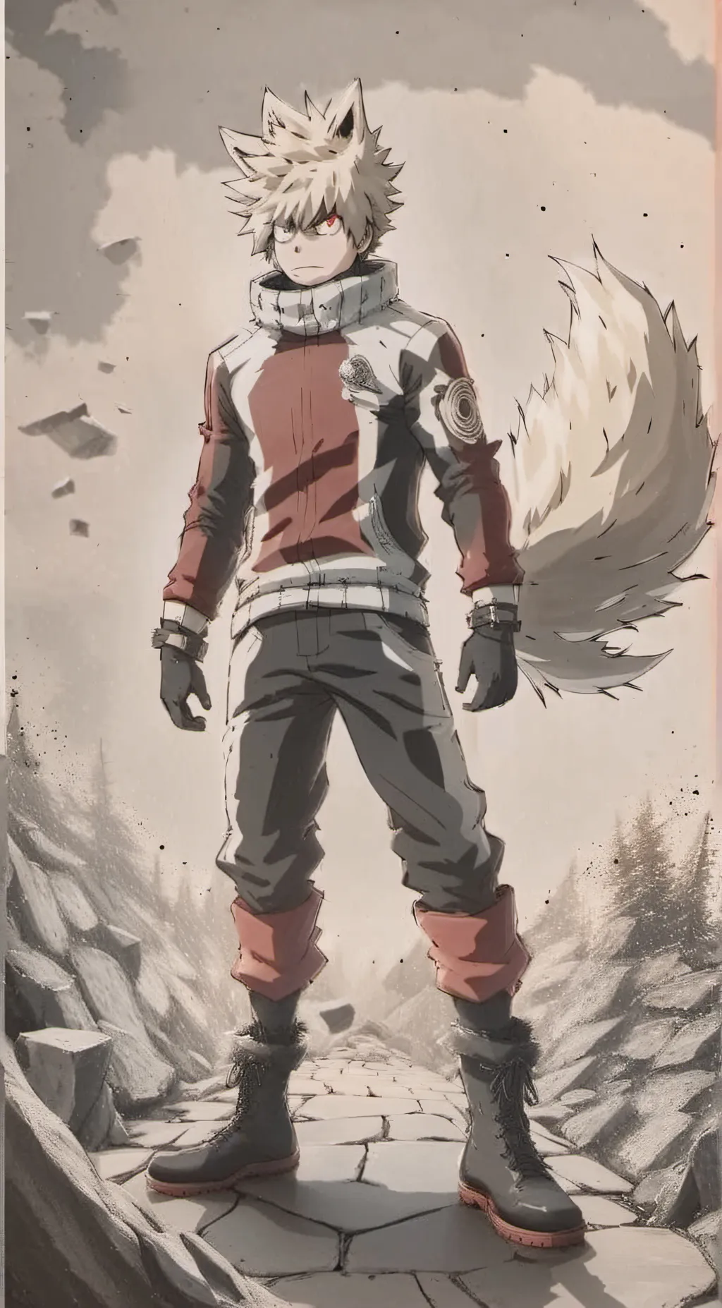 ai character: Bakugo wolf background