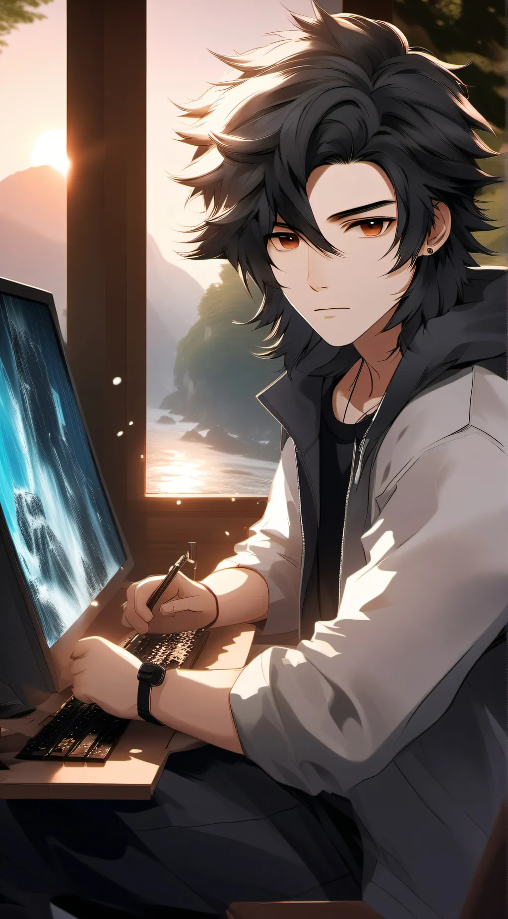 ai character: ash background